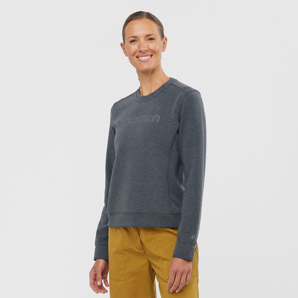 SALOMON COMET CREW NECK PULL W Philippines - Women's Midlayers - Dark Grey | 570861-CHJ